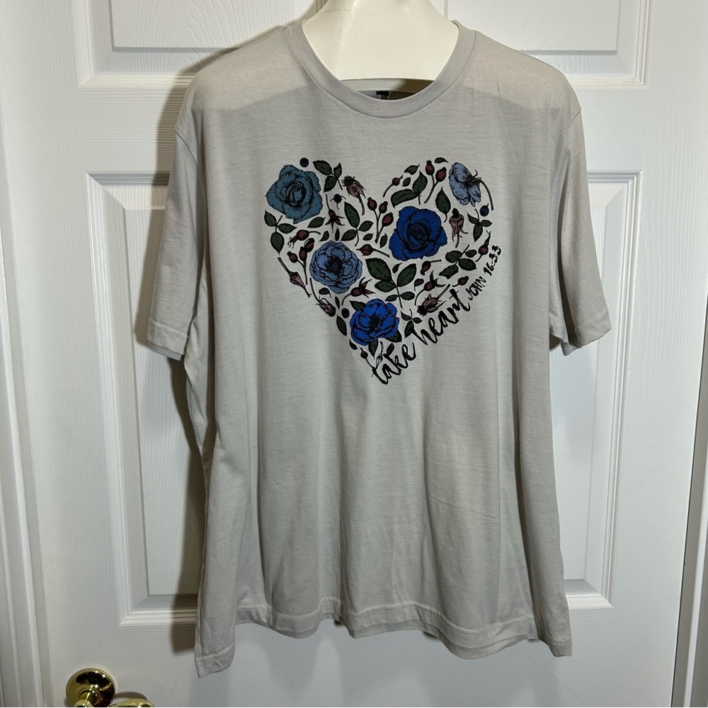 Love in Faith Rose Take Heart Graphic Short Sleeve Tee